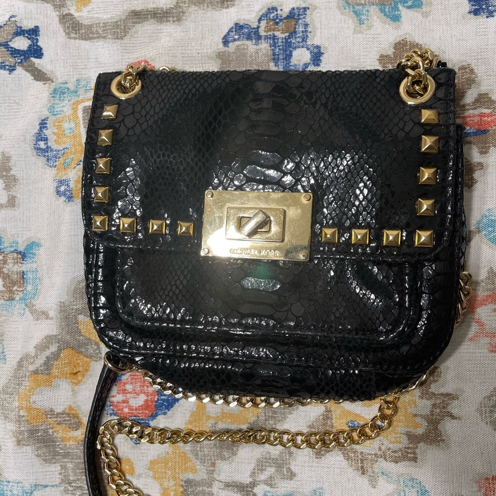 Michael Michael Kors Black Python Embossed Leather - image 1